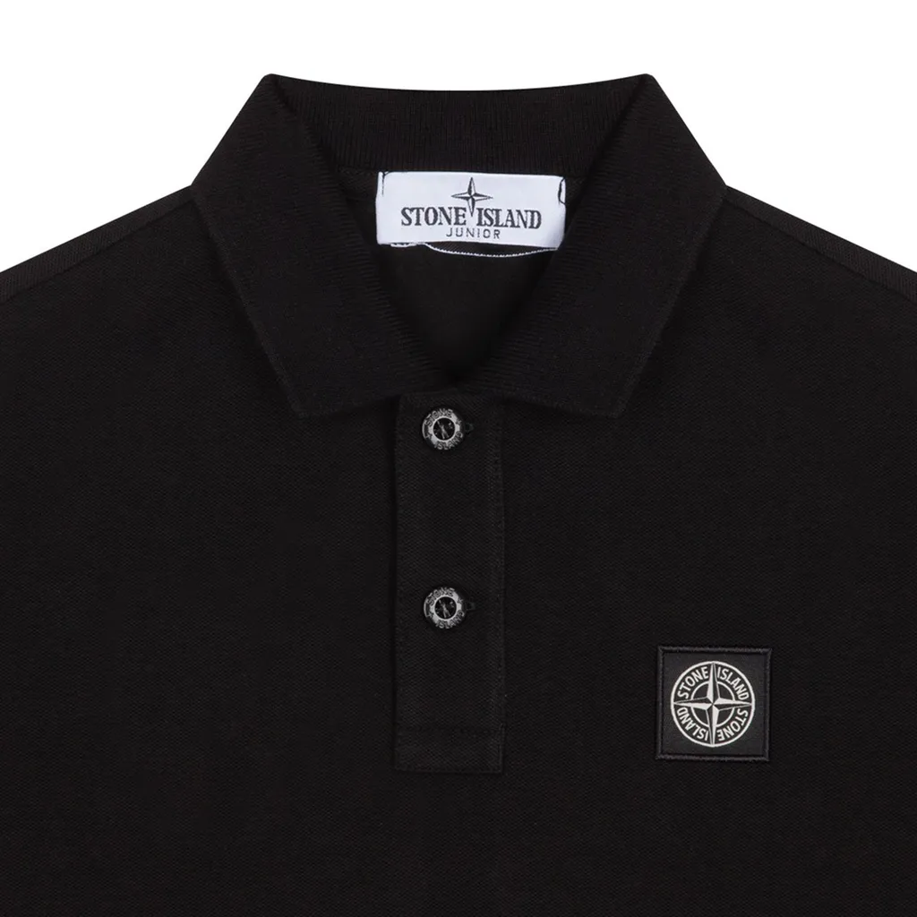 Stone Island Junior Logo Patch Buttoned Polo Shirt