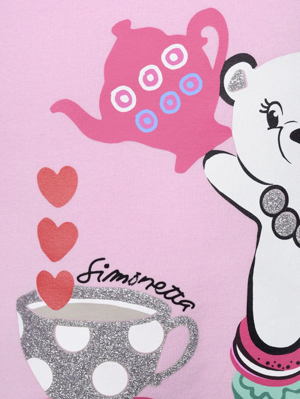 Simonetta Bear Printed Glitter Sweatshirt Dress