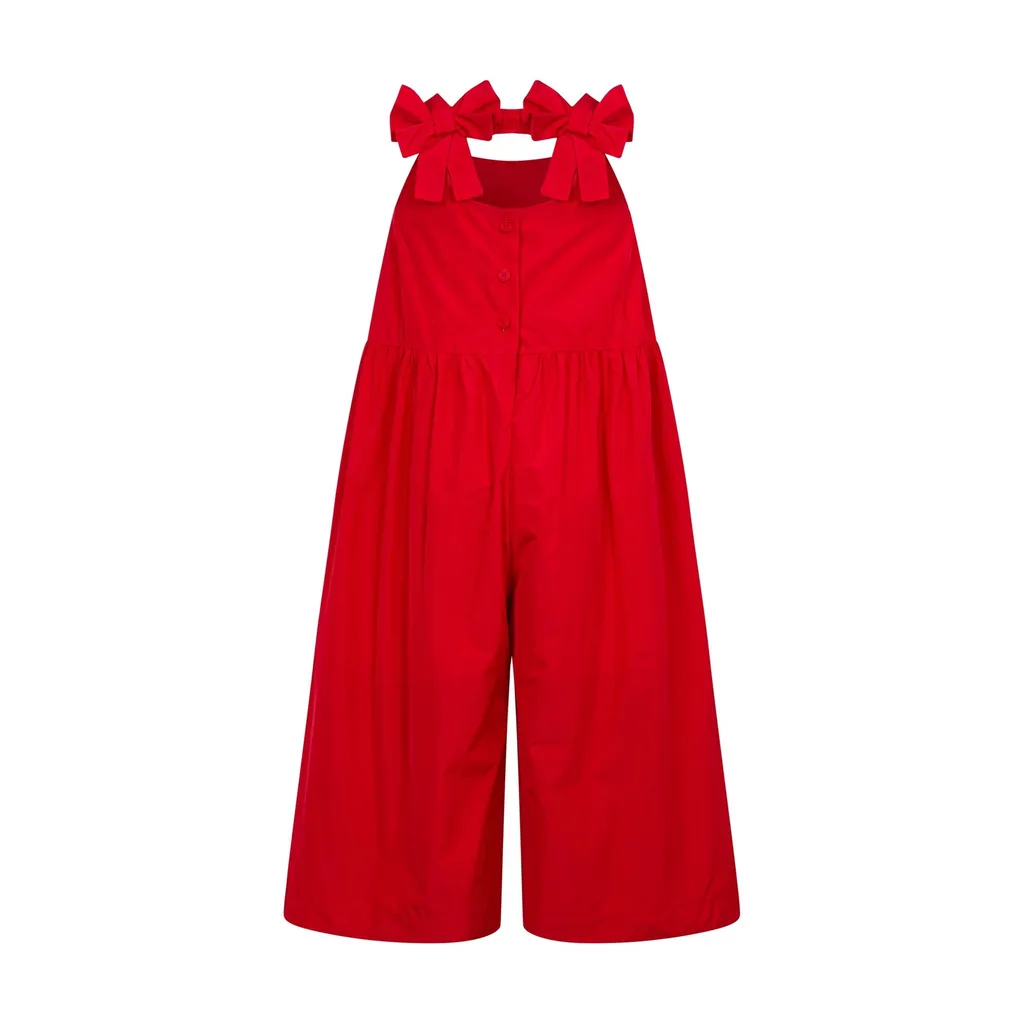 Simonetta Bow-Detailed Wide-Leg Jumpsuit
