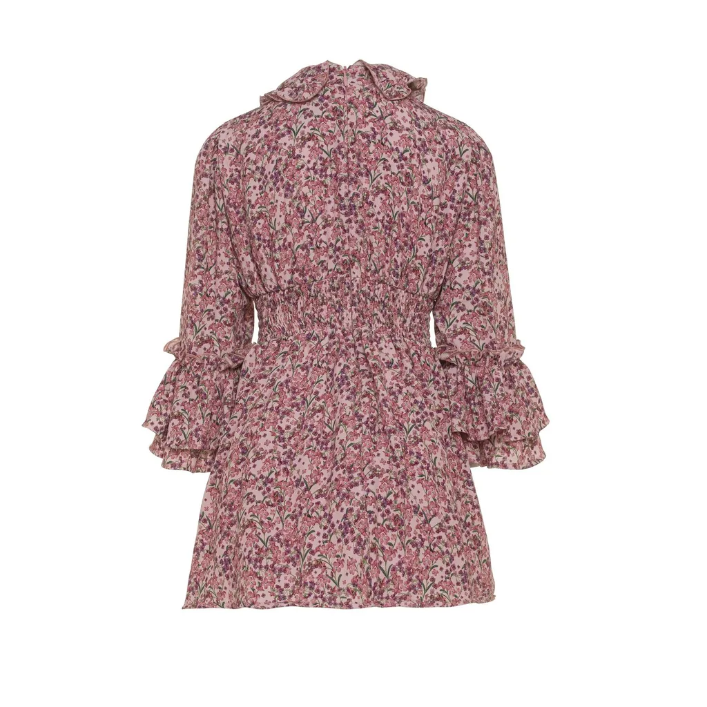 Simonetta Ruffled Detail Floral Printed Dress