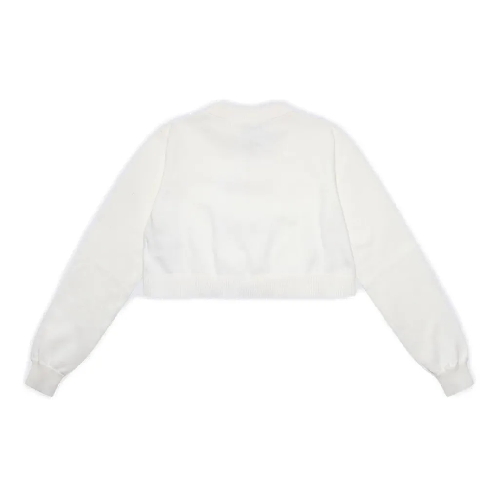 Simonetta Bow-Detailed Round-Neck Cropped Cardigan