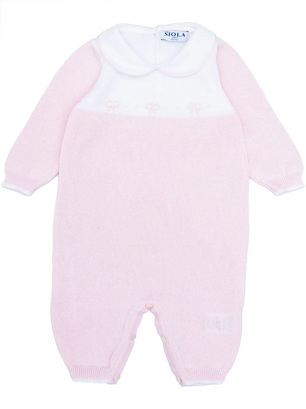 Siola Long-Sleeved Bow-Embroidered Knitted Onesie