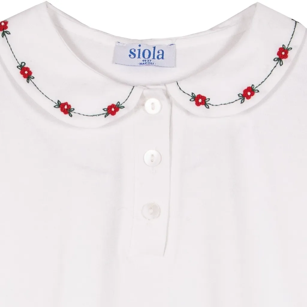 Siola Floral-Embroidered Long-Sleeved Polo Shirt