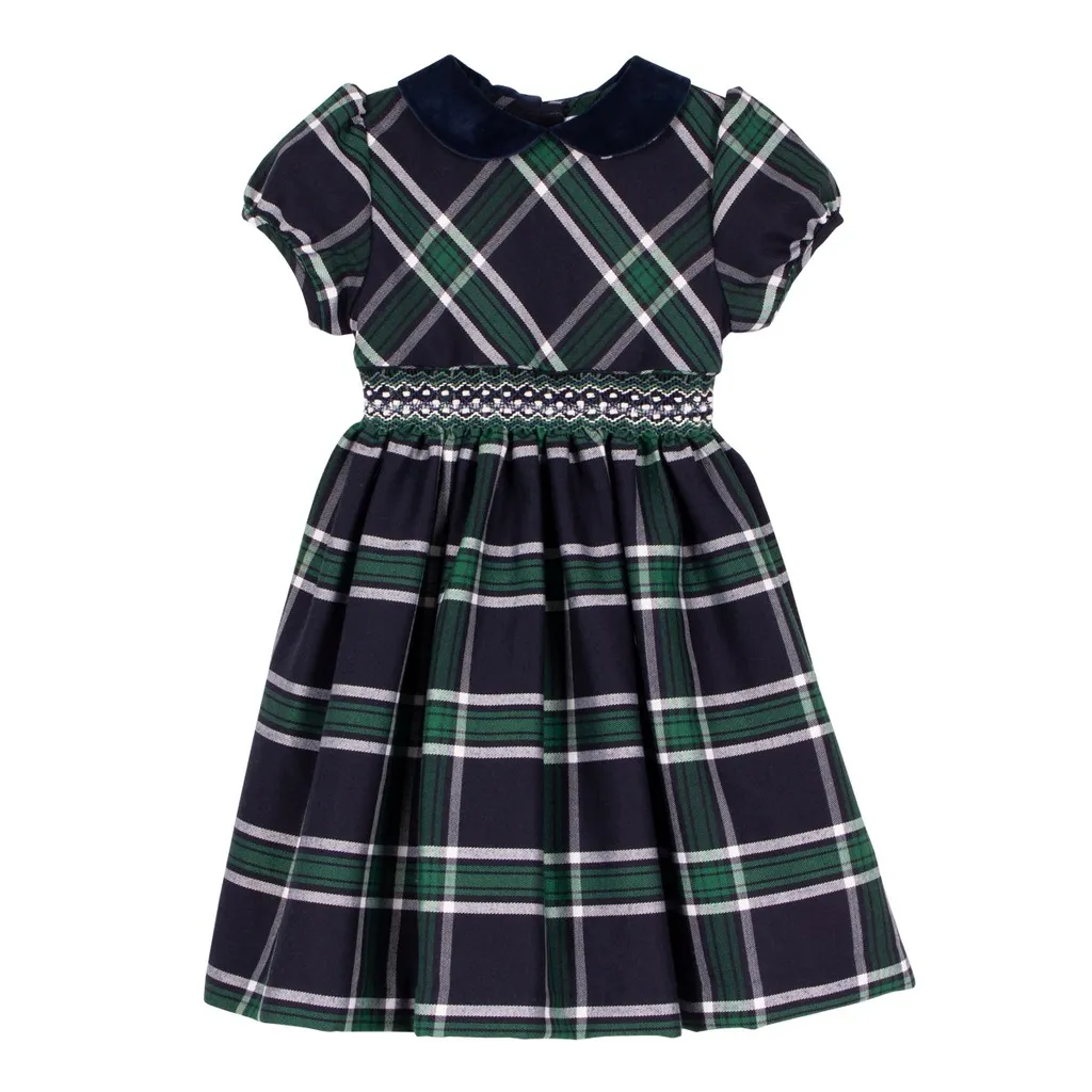 Siola Checked Puff-Sleeved Dress