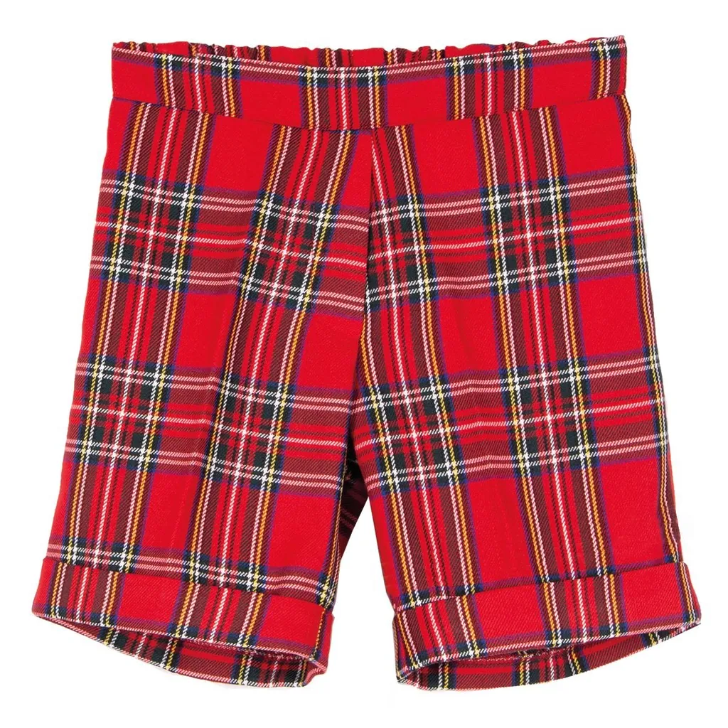 Siola Checked Elasticated Waistband Turn-Up Shorts