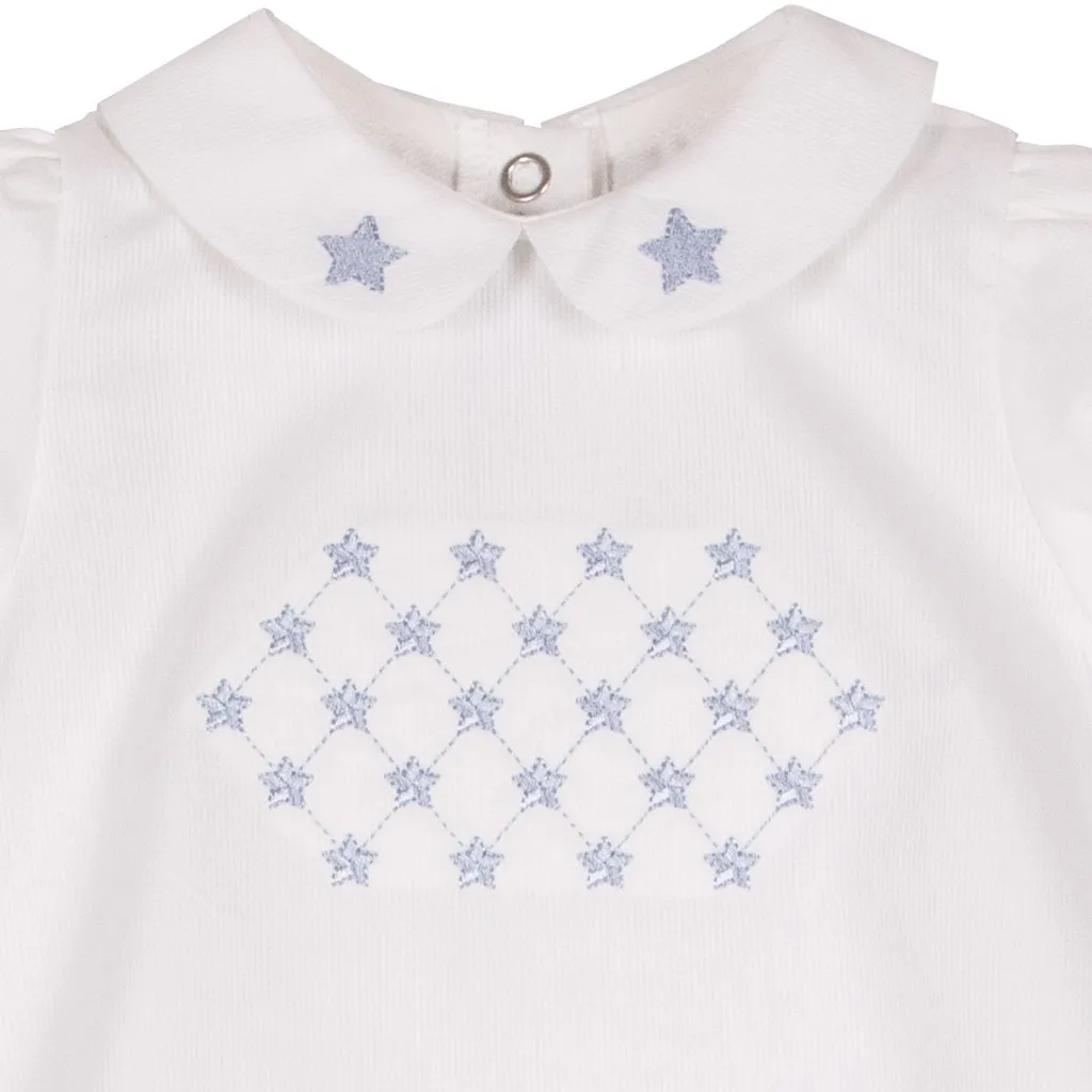 Siola Star Embroidered Puff-Sleeved Romper