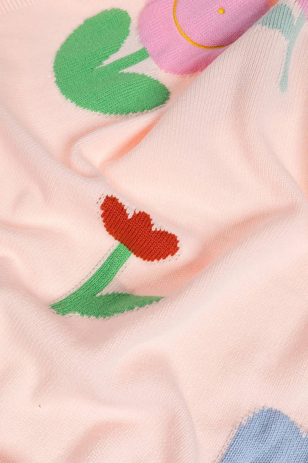 Stella Mccartney Kids Floral Intarsia Knit Blanket