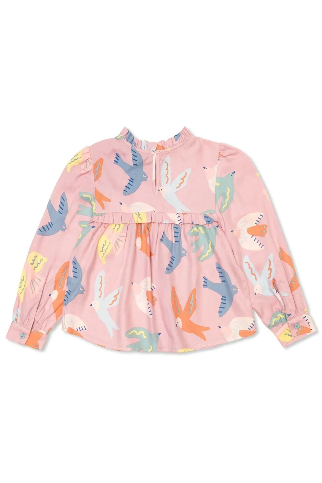 Stella Mccartney Kids Ruffled Bird-Printed Crewneck Blouse