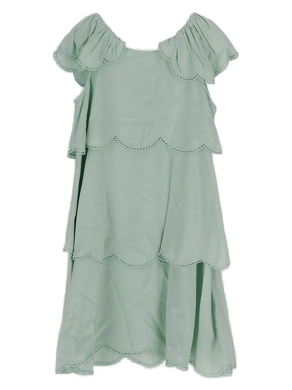Stella Mccartney Kids Scallop Trim Flared Dress