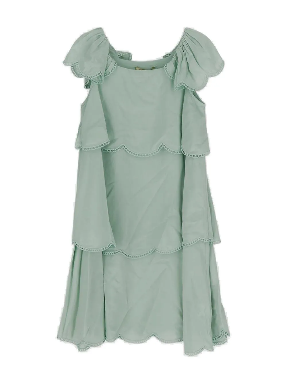 Stella Mccartney Kids Scallop Trim Flared Dress