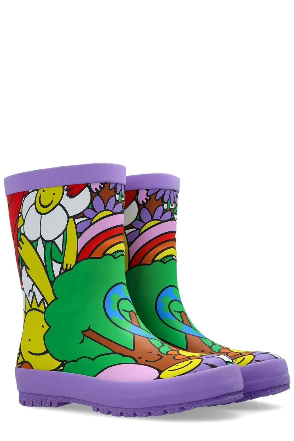 Stella Mccartney Kids Happy-Printed Slip-On Rain Boots
