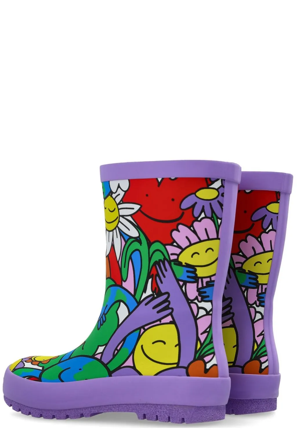 Stella Mccartney Kids Happy-Printed Slip-On Rain Boots