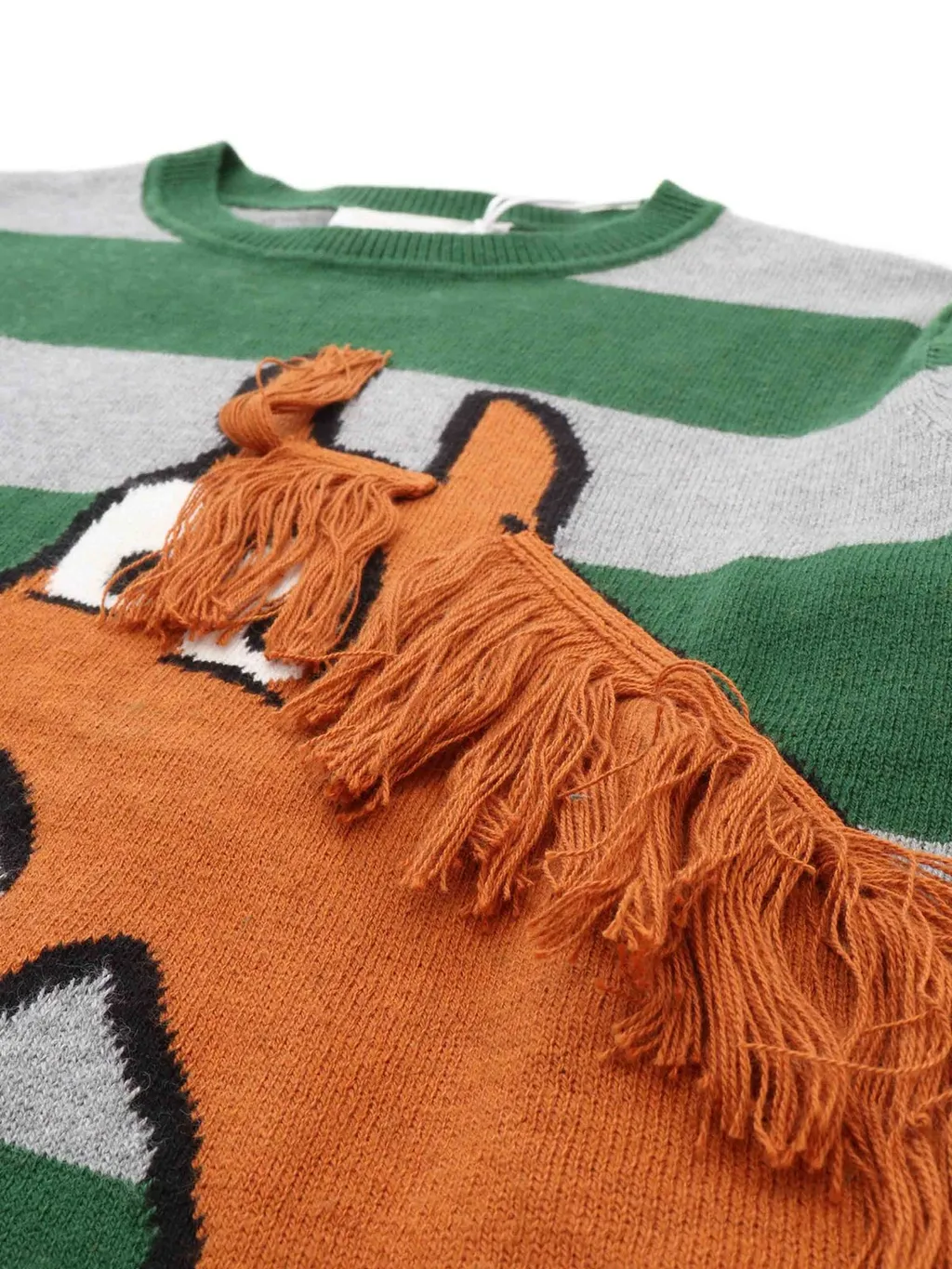 Stella Mccartney Kids Horse Jacquard Striped Fringed Jumper