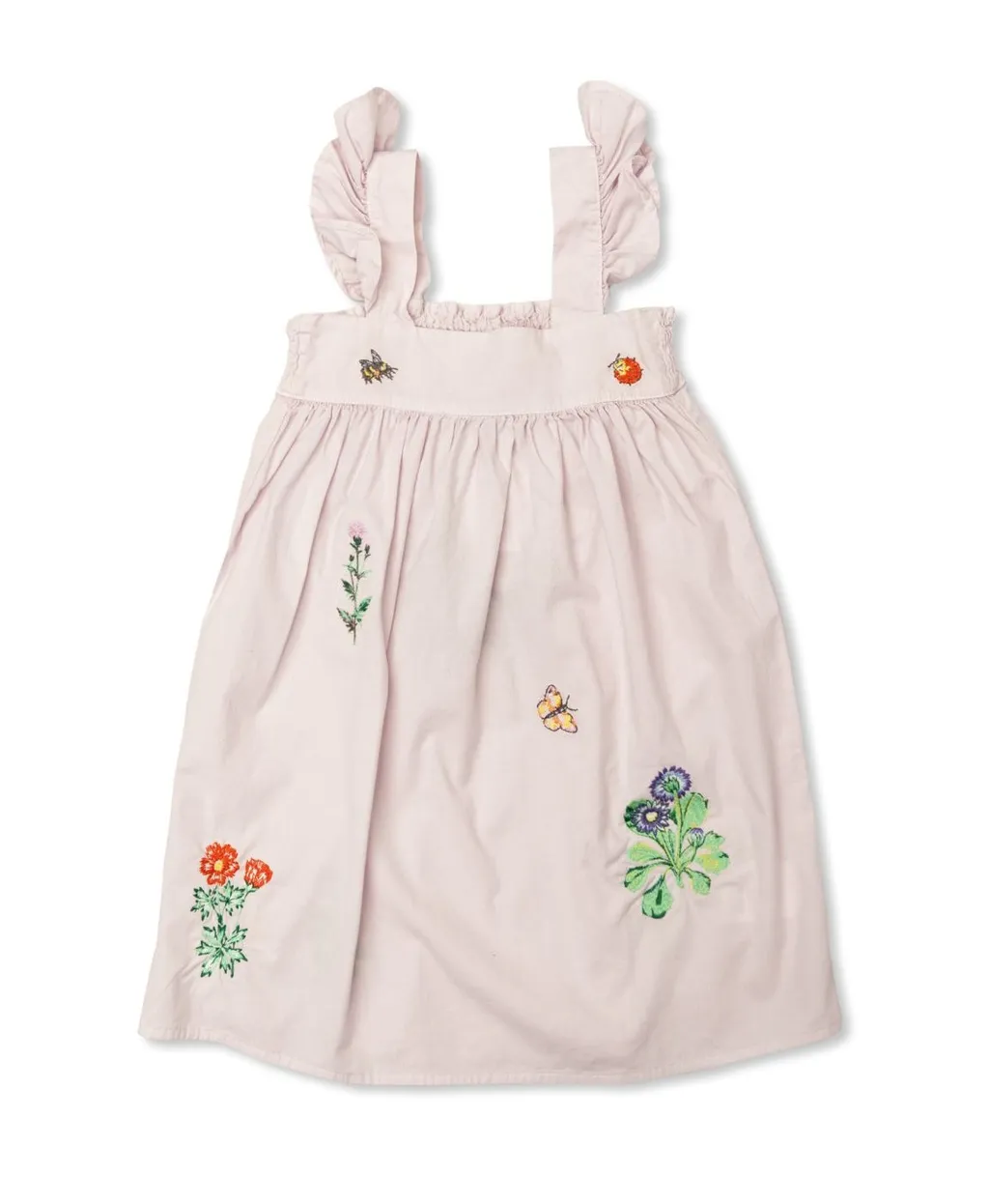 Stella Mccartney Kids Embroidered Ruffled Sleeveless Dress