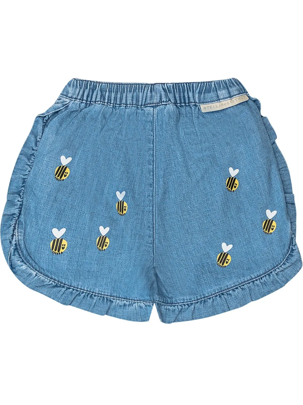 Stella Mccartney Kids Bee-Printed Ruffled Denim Shorts