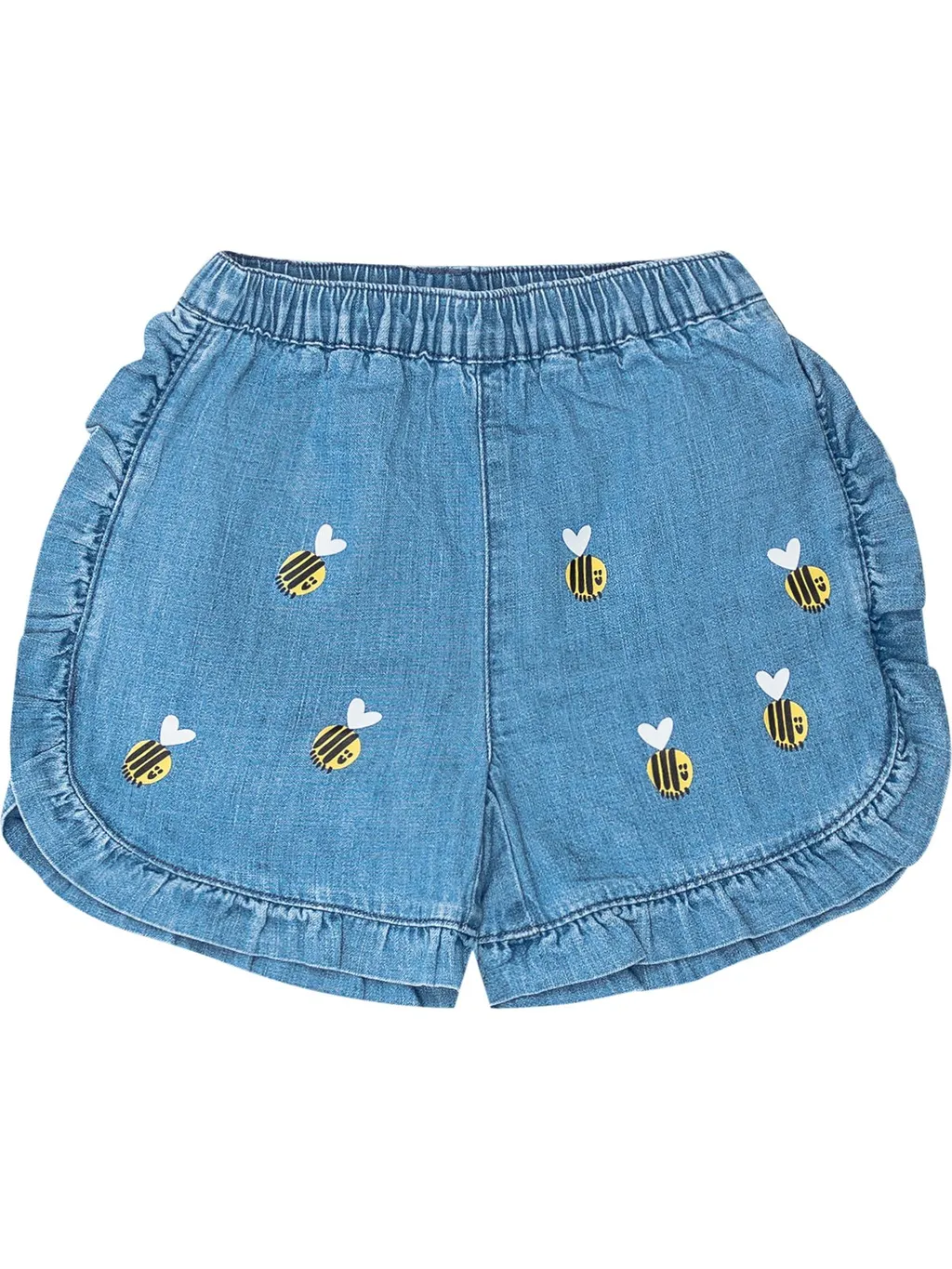 Stella Mccartney Kids Bee-Printed Ruffled Denim Shorts