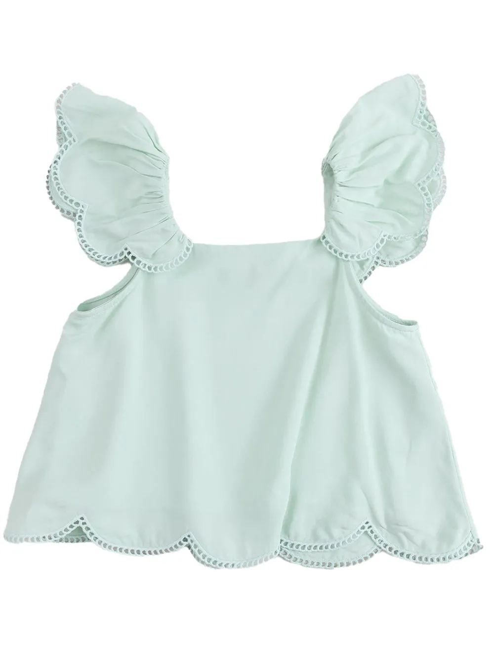 Stella Mccartney Kids Flutter-Sleeved Scalloped Hem Blouse