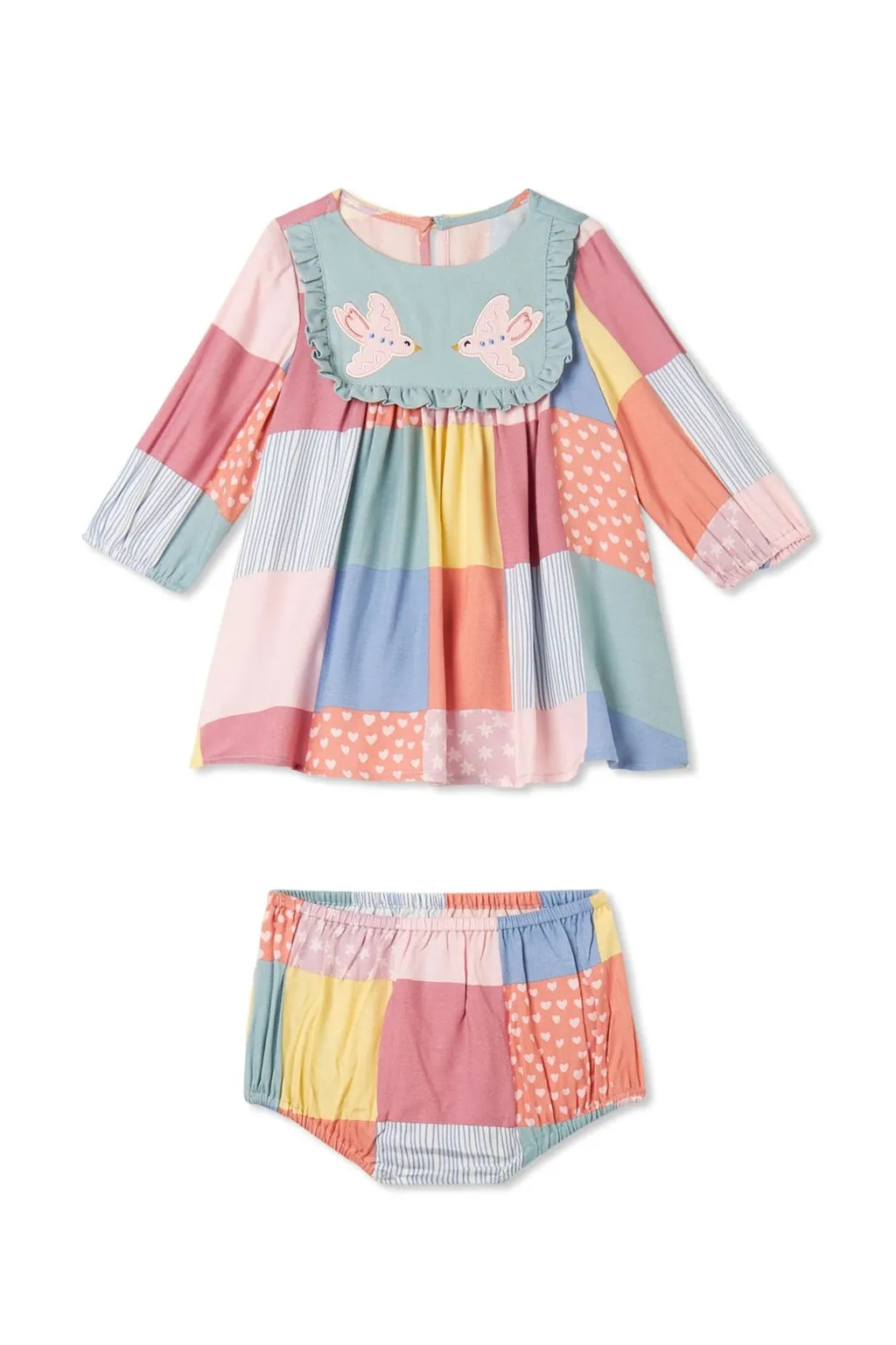 Stella Mccartney Kids Patchwork Bird-Applique Dress Set