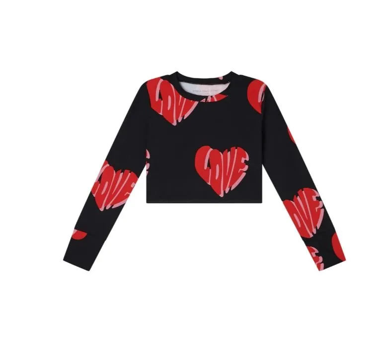 Stella Mccartney Kids Heart-Printed Long-Sleeved Crewneck Top