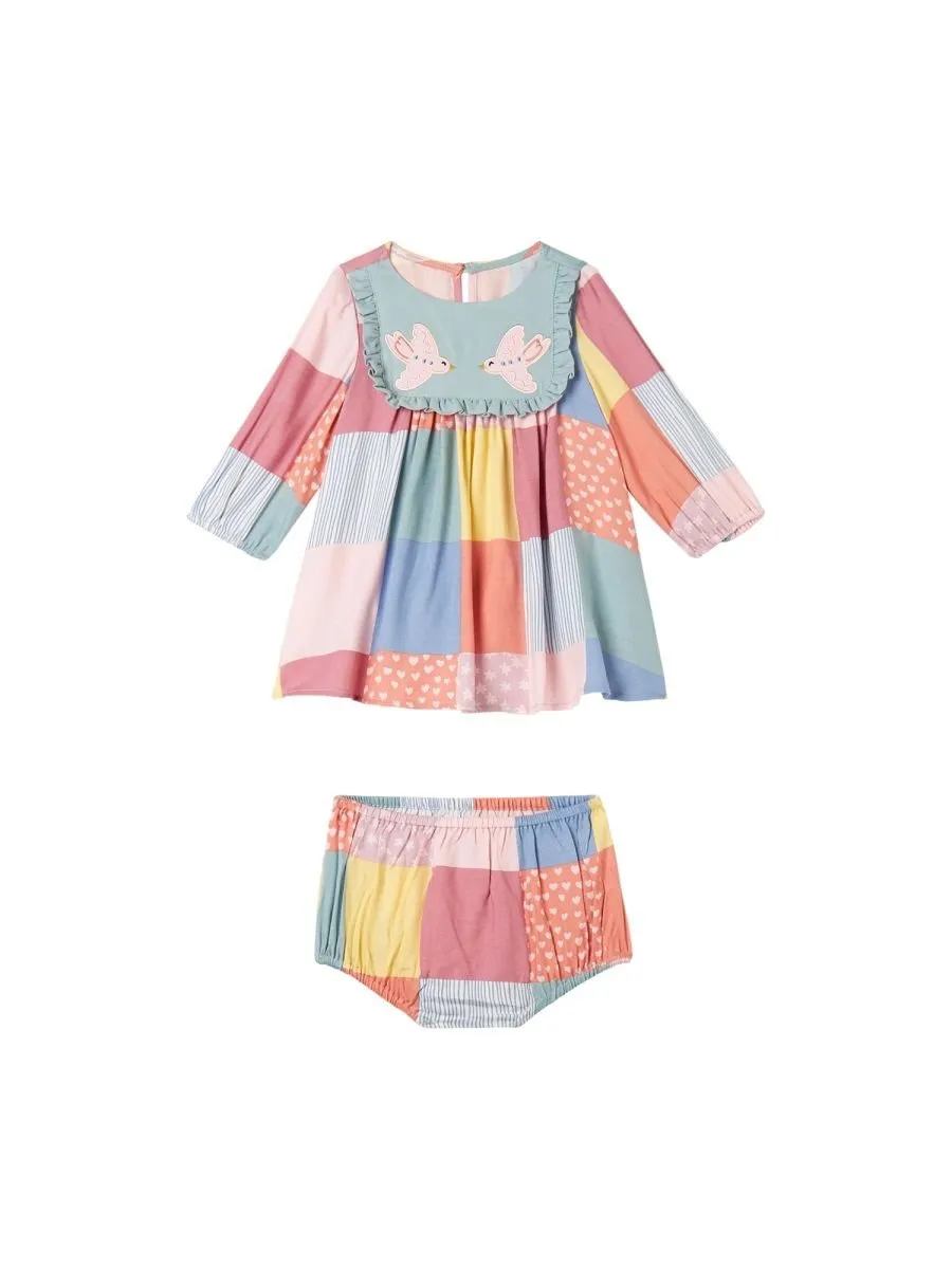Stella Mccartney Kids Patchwork Long-Sleeved Dress