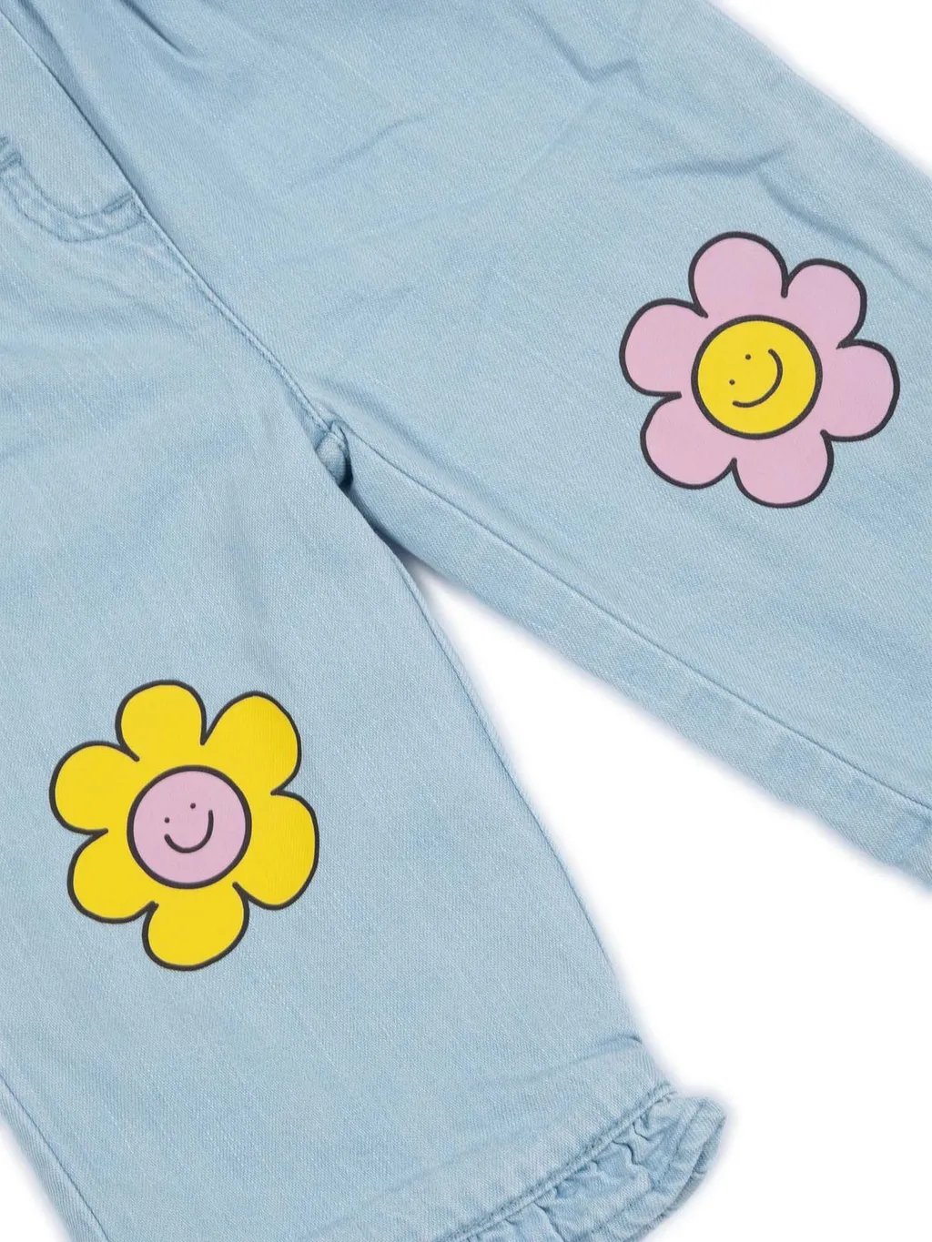 Stella Mccartney Kids Floral Embellished Ruffled-Hem Jeans