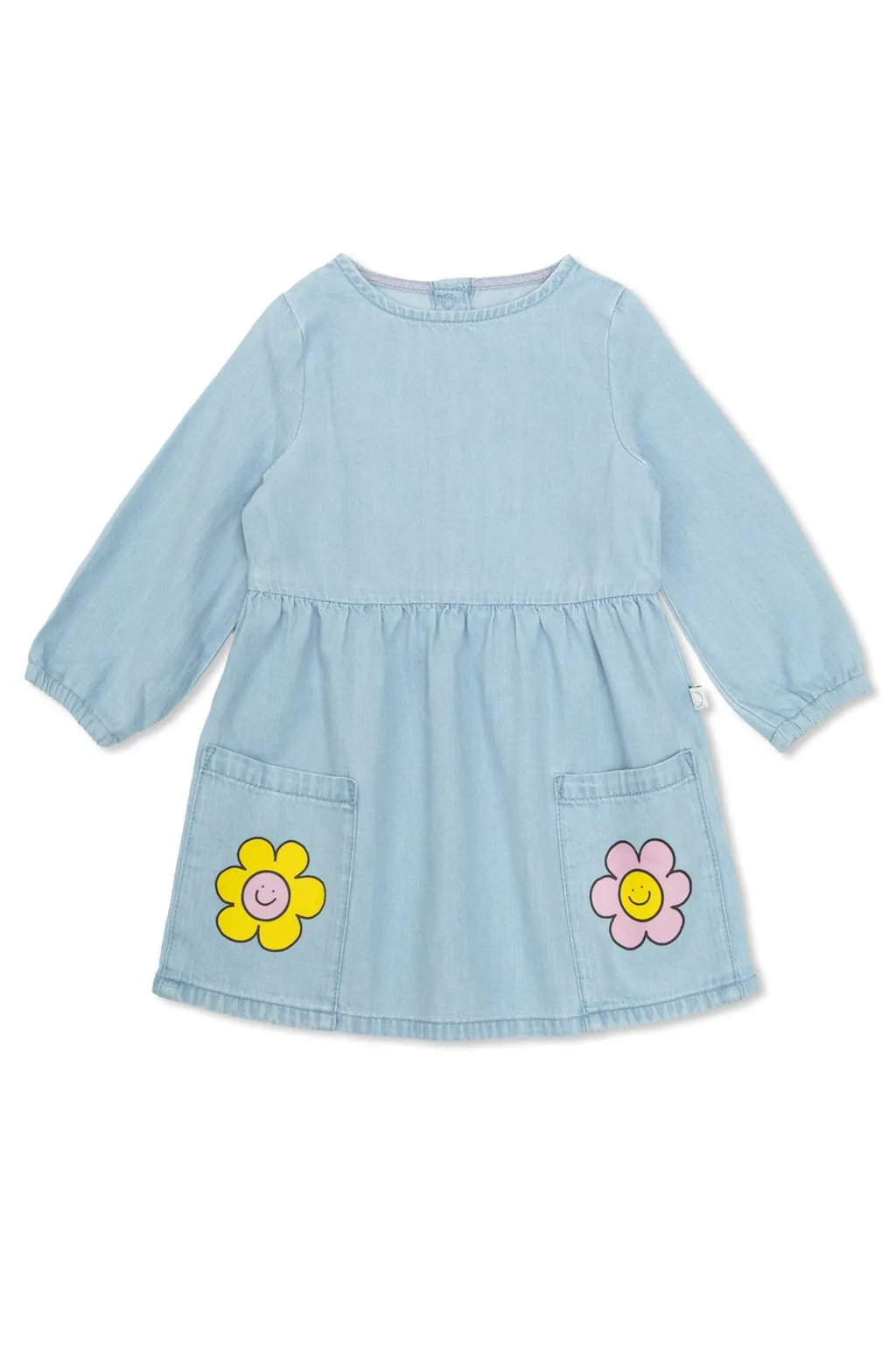 Stella Mccartney Kids Floral Printed Crewneck Denim Dress
