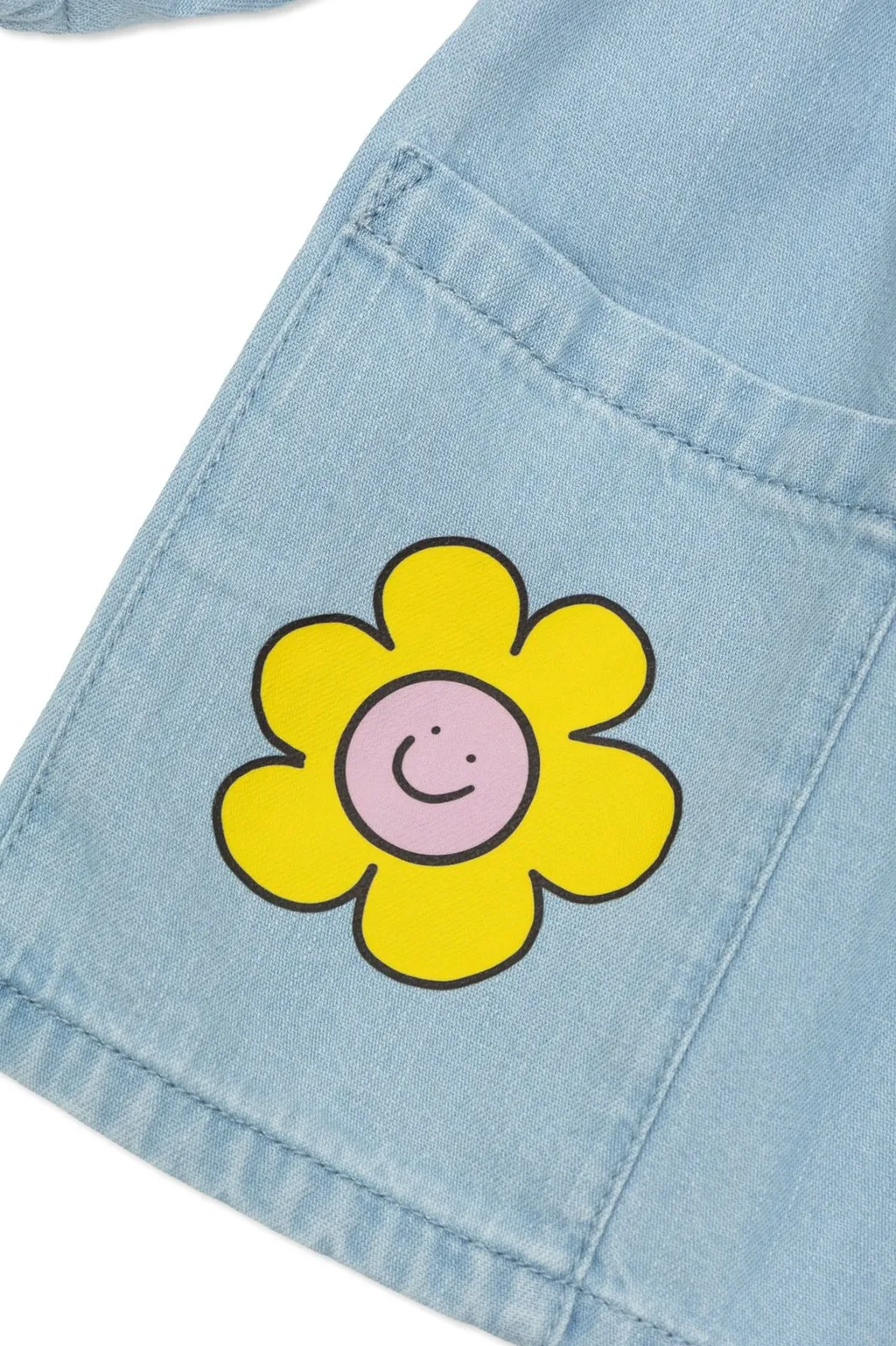 Stella Mccartney Kids Floral Printed Crewneck Denim Dress