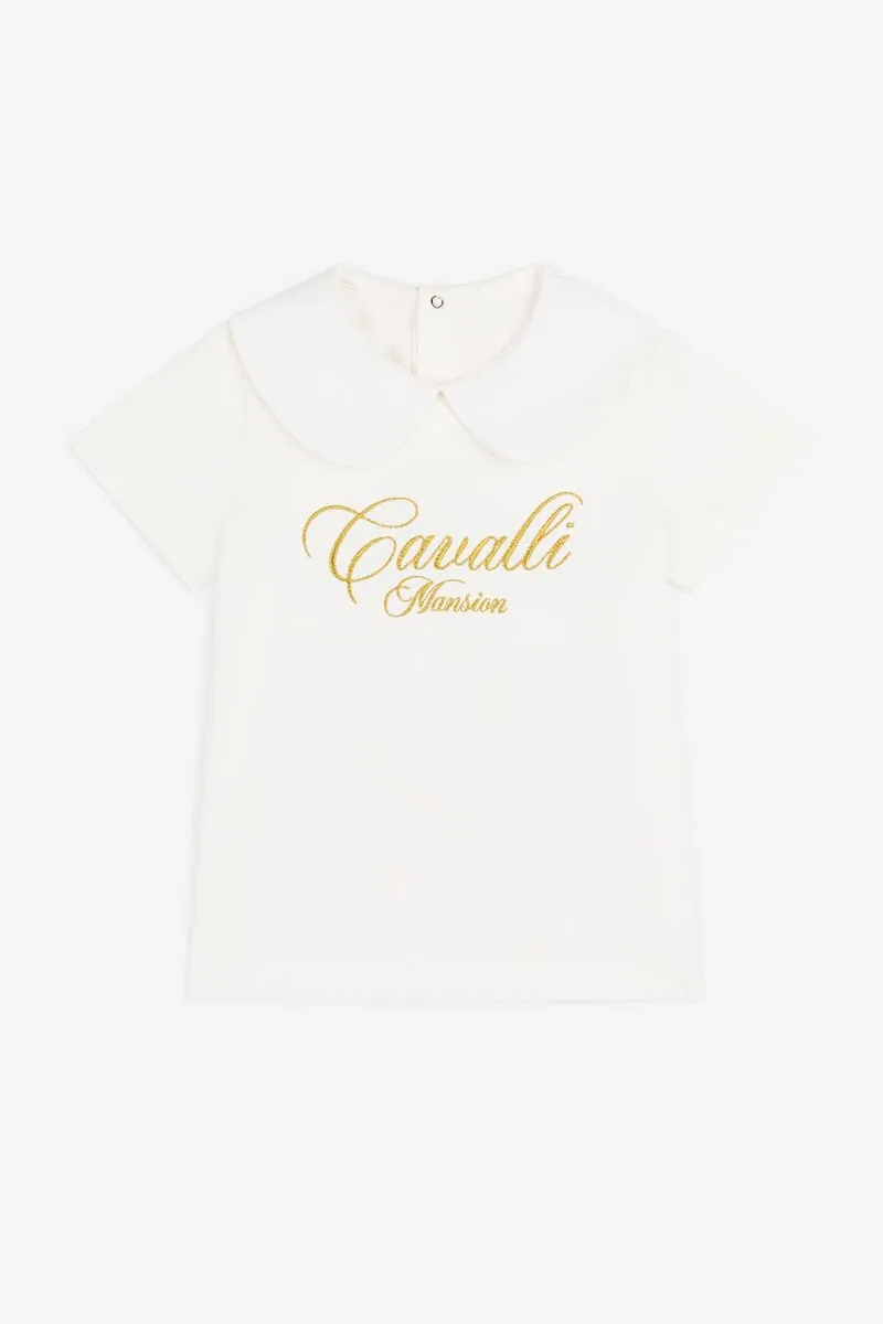Roberto Cavalli Logo Embroidered Short-Sleeved Top