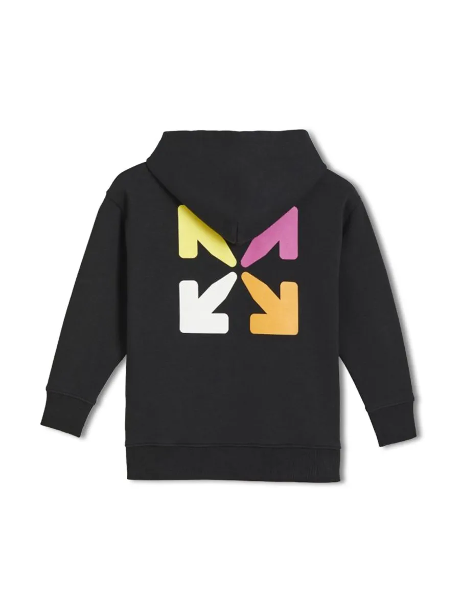 Off-White Kids Logo Printed Zip-Up Hoodie