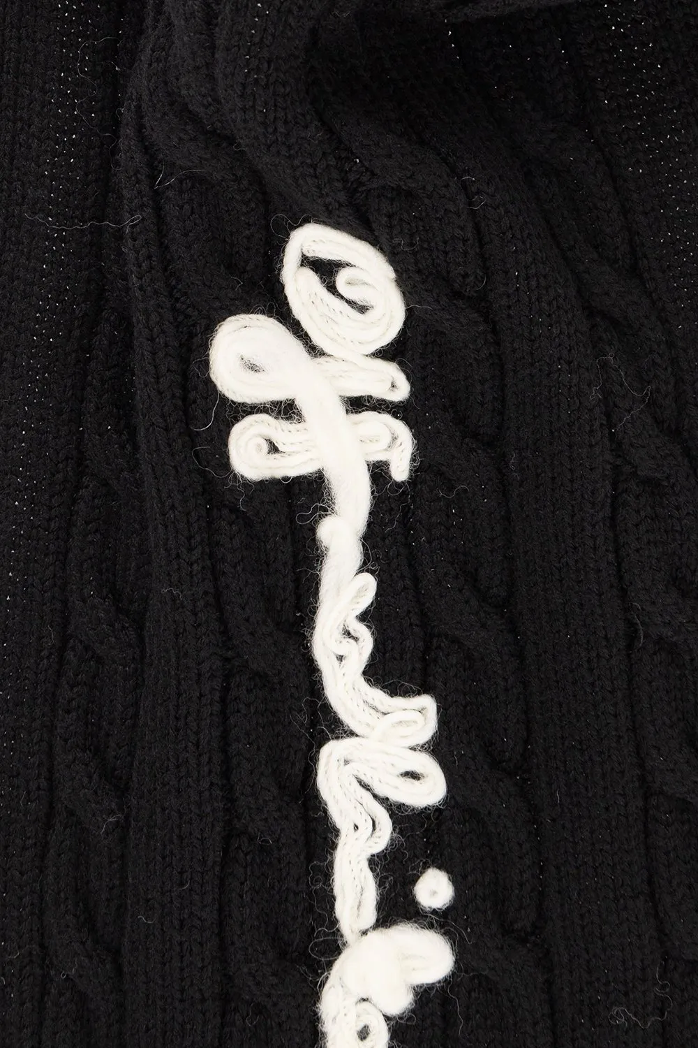 Off-White Kids Logo Embroidered Cable Knit Scarf