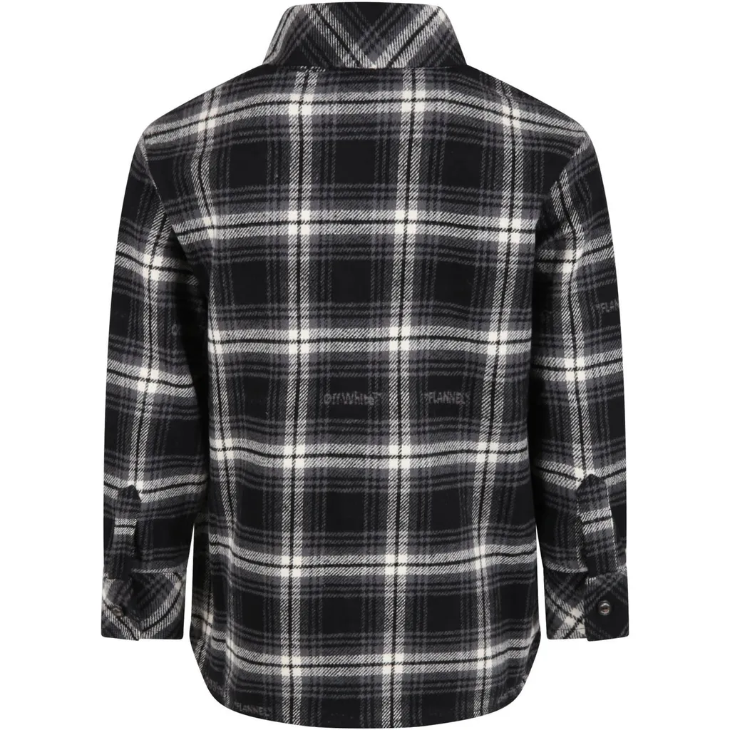 Off-White Kids Check Patterned Long-Sleeved Shirt