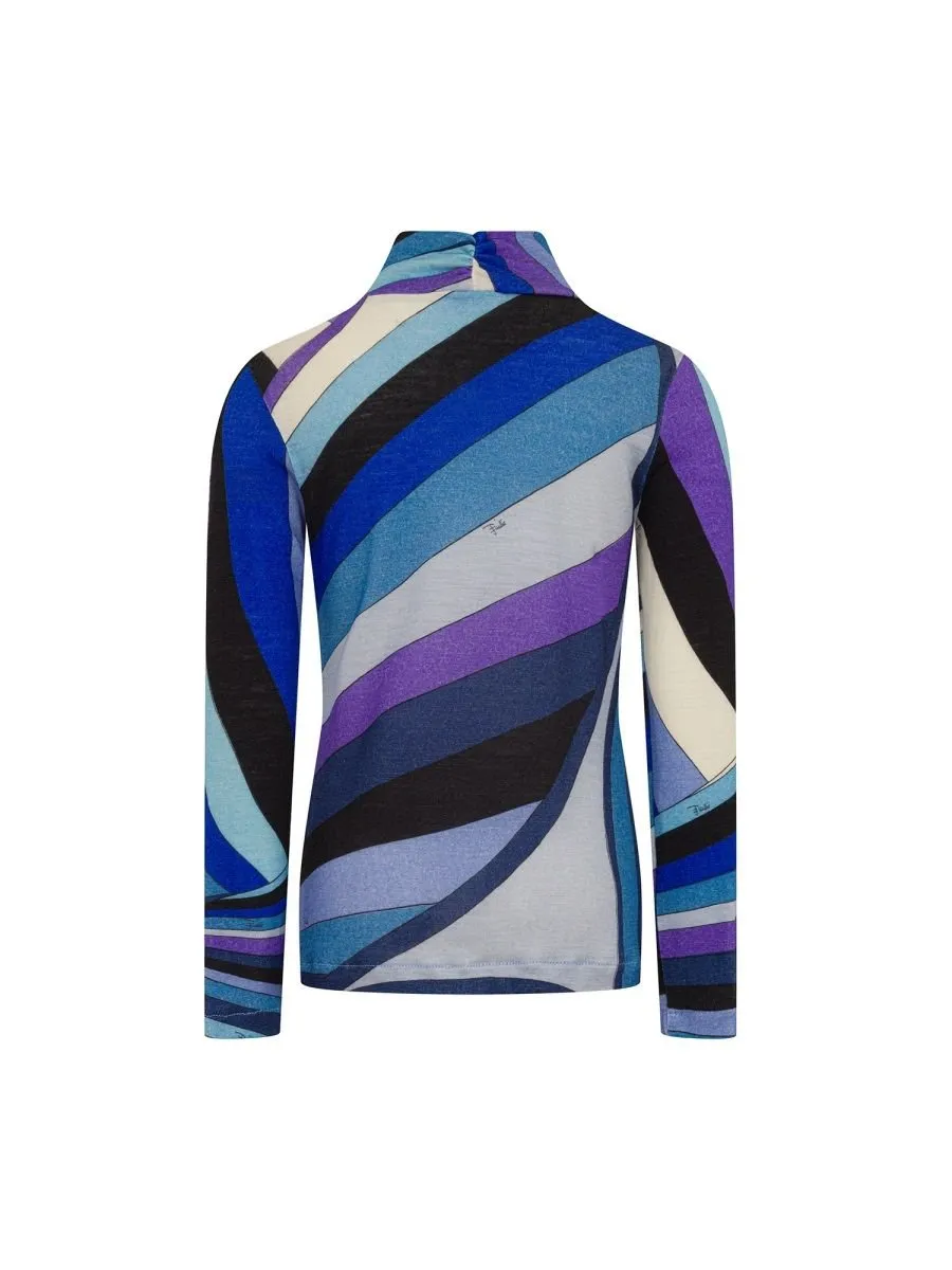 Pucci Striped Wool Turtleneck Top