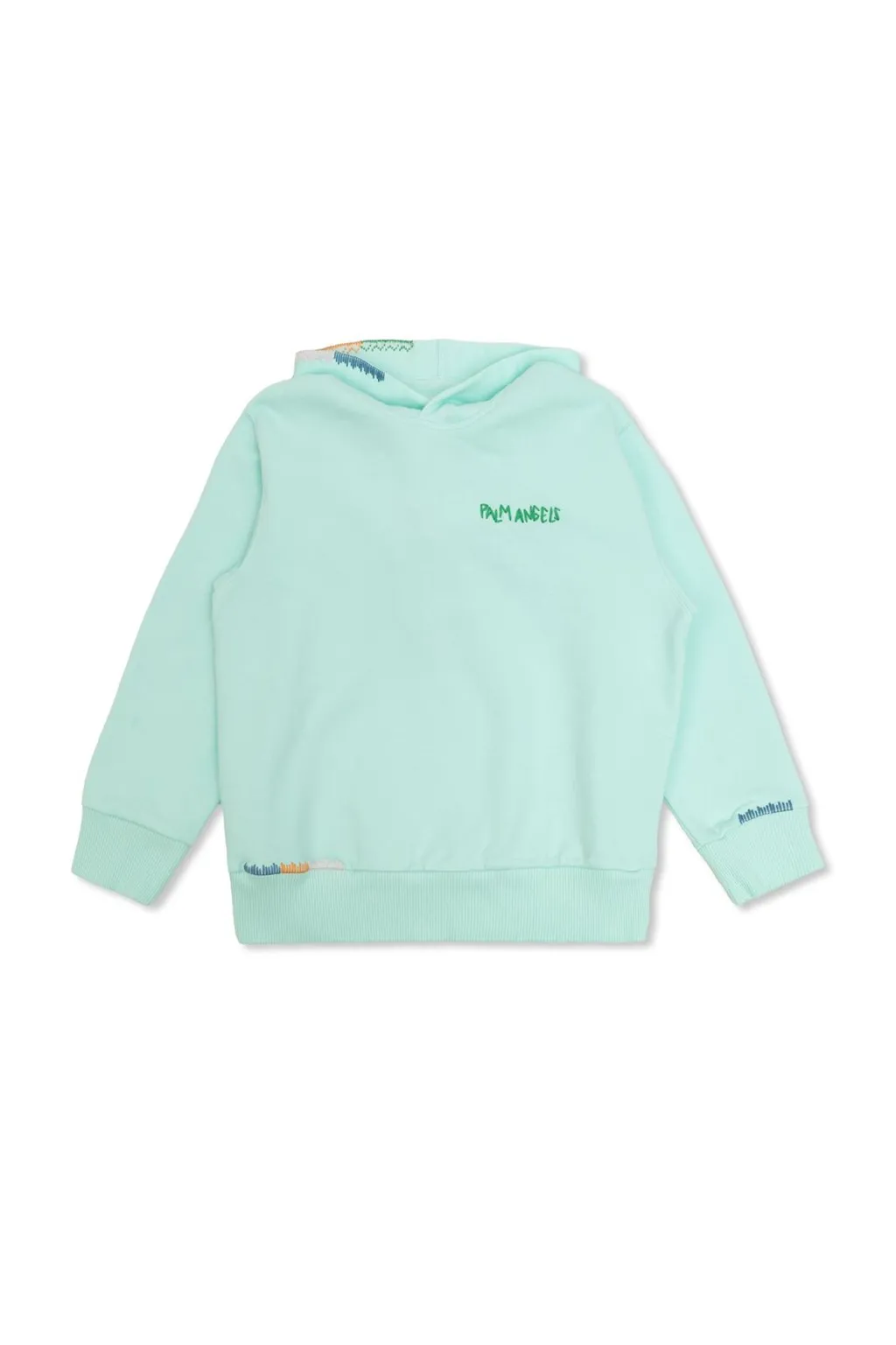 Palm Angels Kids Logo Embroidered Ribbed Cuff Hoodie