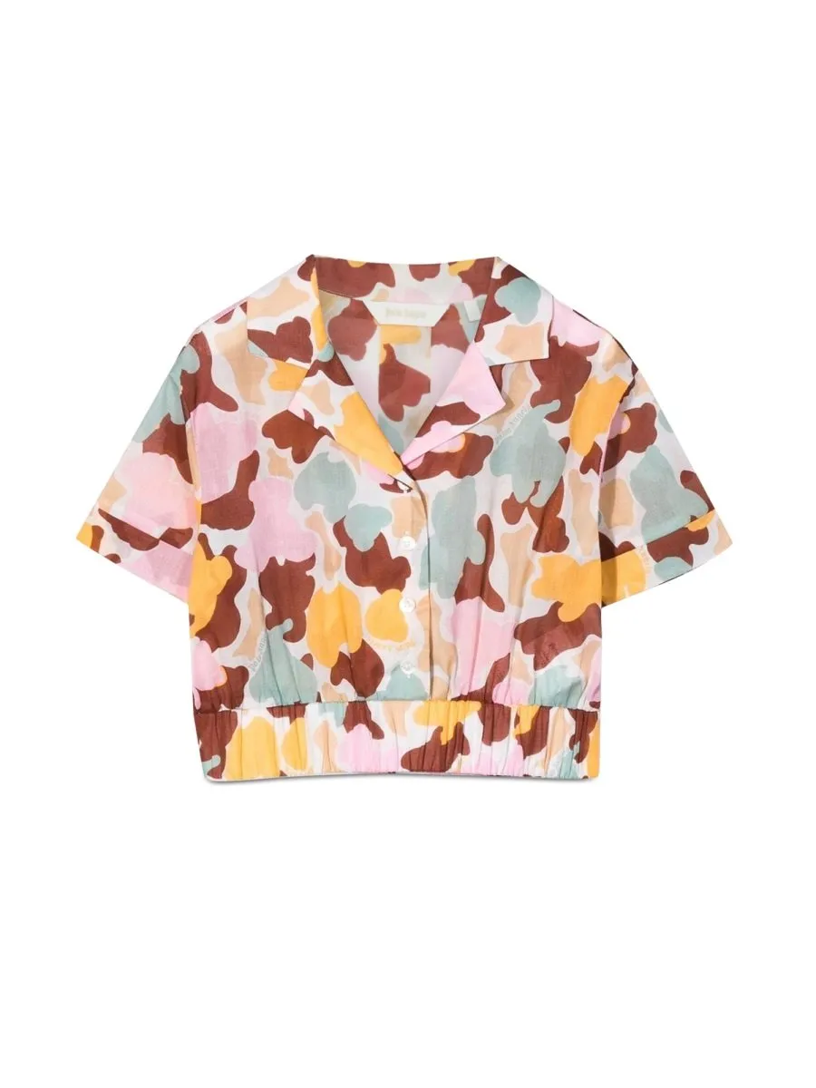 Palm Angels Kids Cropped Shirt Camouflage