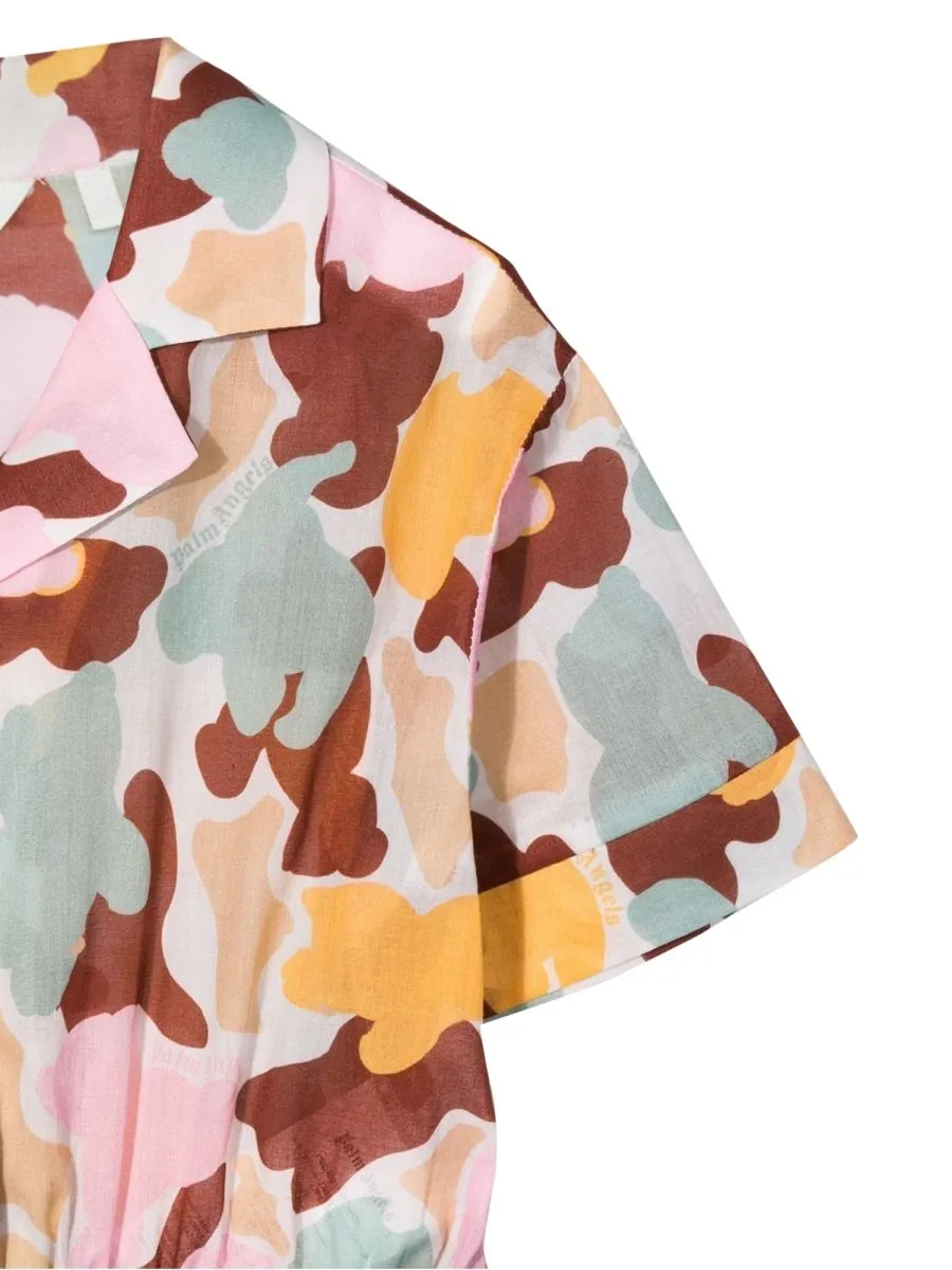 Palm Angels Kids Cropped Shirt Camouflage