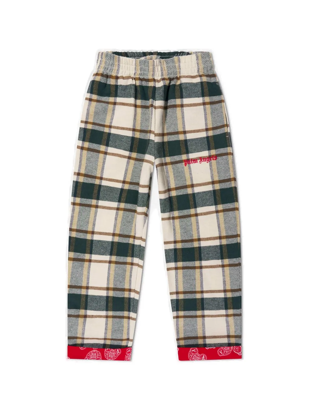Palm Angels Kids Logo-Printed Checked Trousers