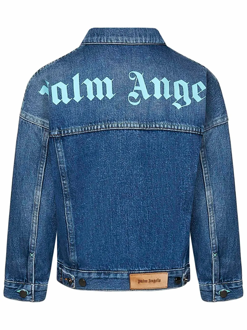 Palm Angels Kids Logo Printed Buttoned Denim Jacket