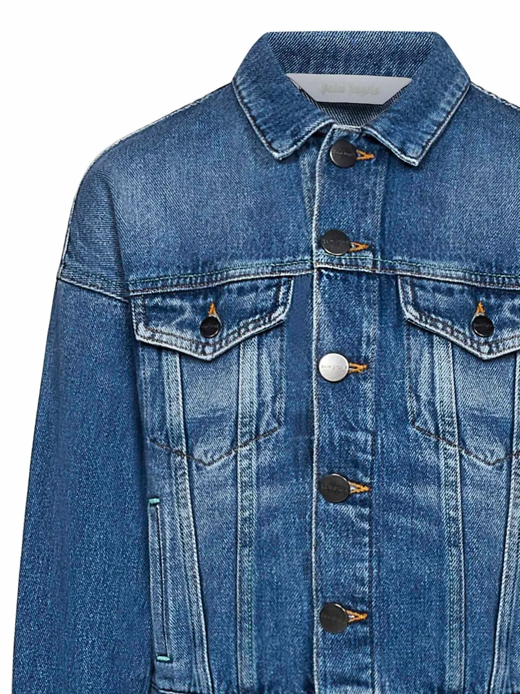 Palm Angels Kids Logo Printed Buttoned Denim Jacket