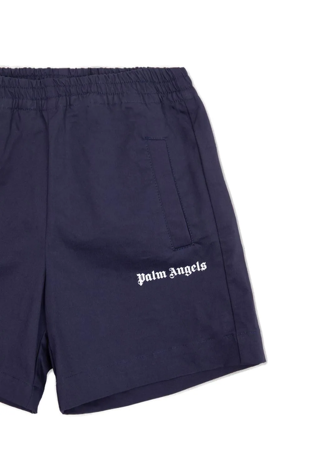 Palm Angels Kids Logo Printed High Waist Shorts