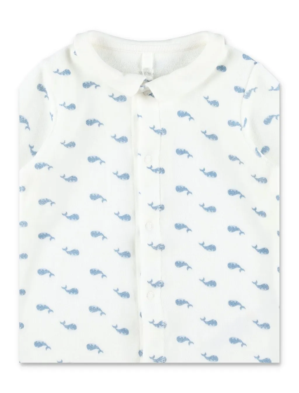 Petit Bateau Whale Print Velour Pyjama