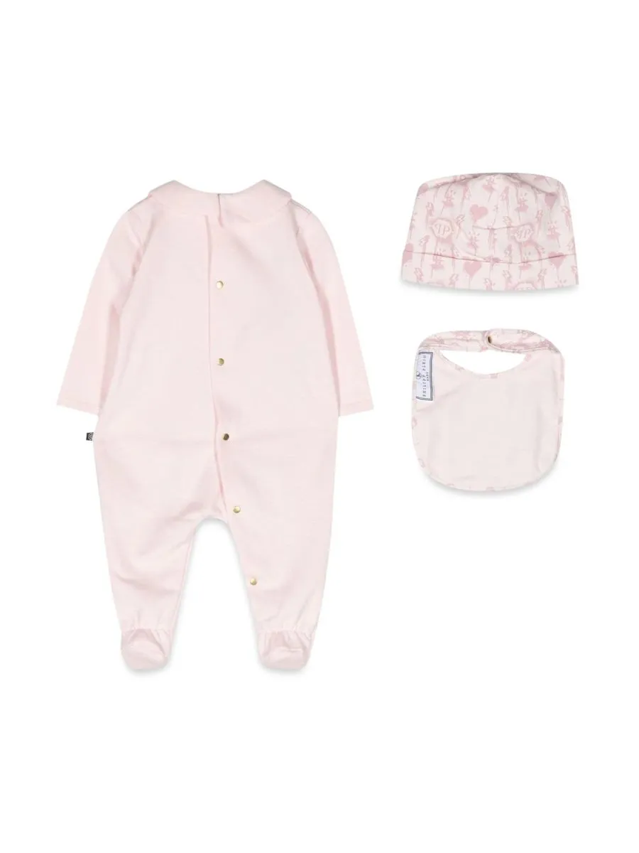 Philipp Plein Junior Romper Bib And Hat Set