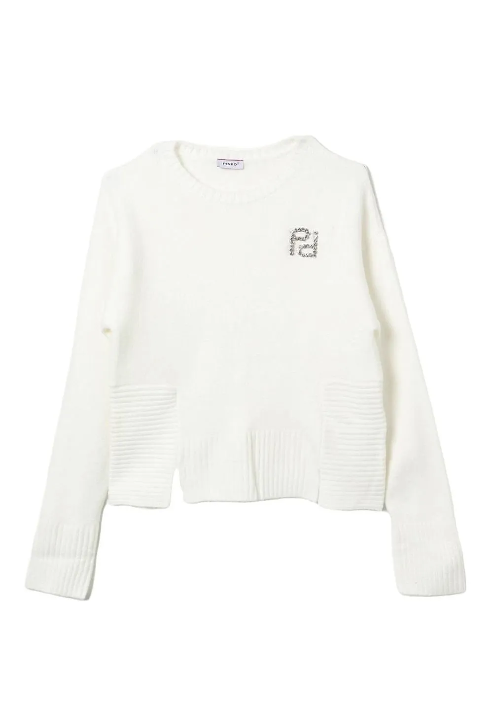 Pinko Kids Logo Embellished Crew Neck Jumper