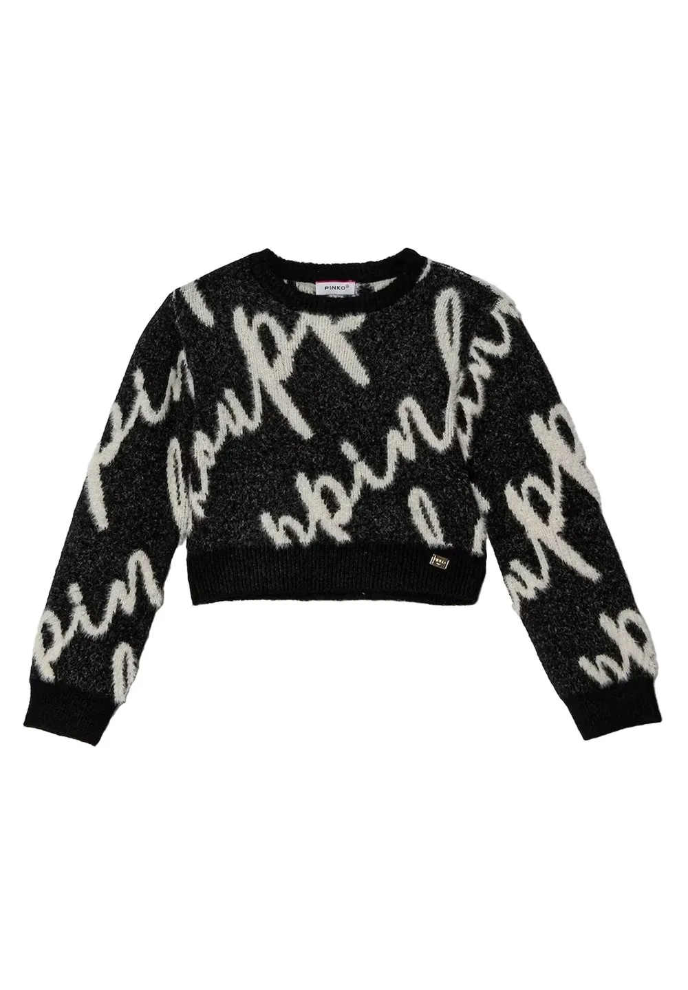 Pinko Kids Crewneck Logo-Jacquard Jumper