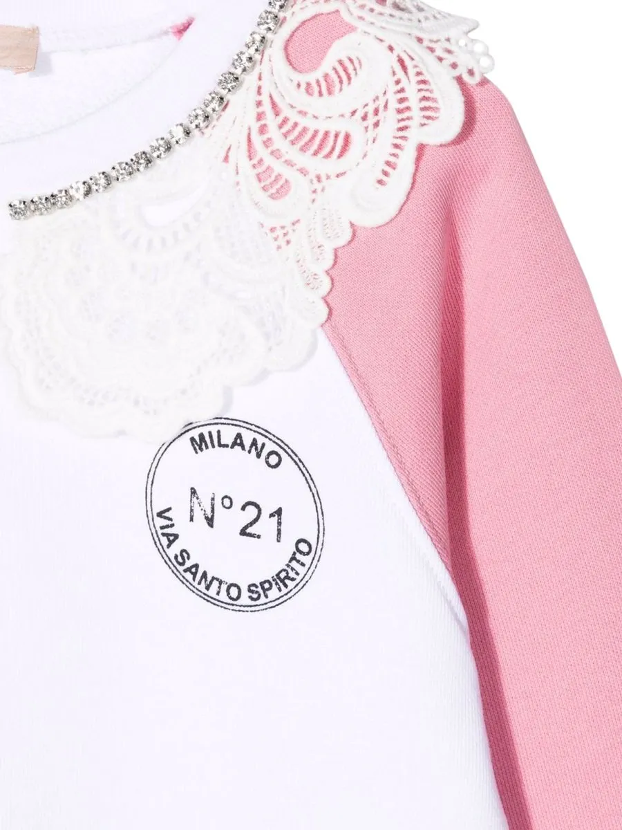 N°21 Embellished Lace Detail Sweatshirt