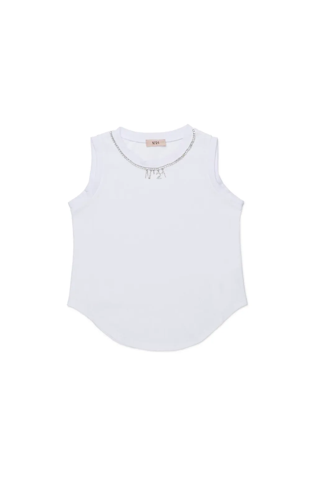 N°21 Kids Logo-Embellished Curved Hem Tank Top