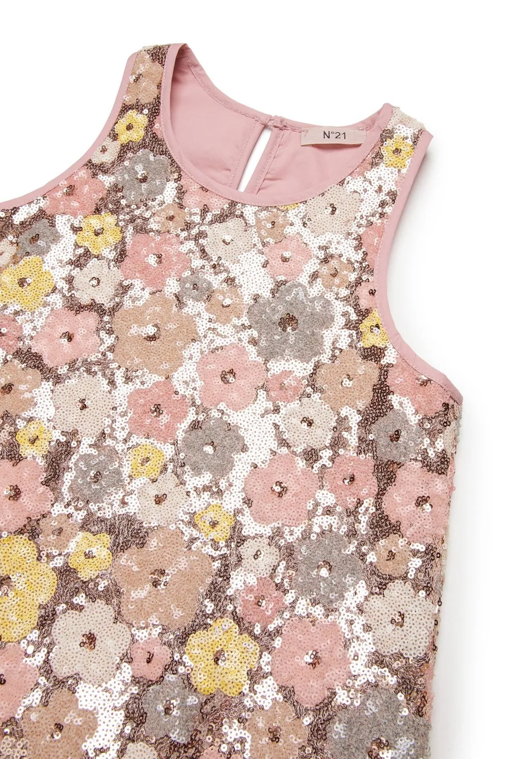 N°21 Kids Sequin Floral Sleeveless Dress