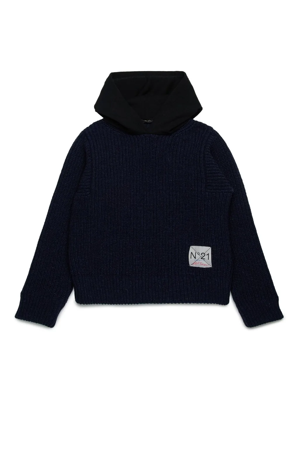 N°21 Kids Logo Patch Knitted Hoodie