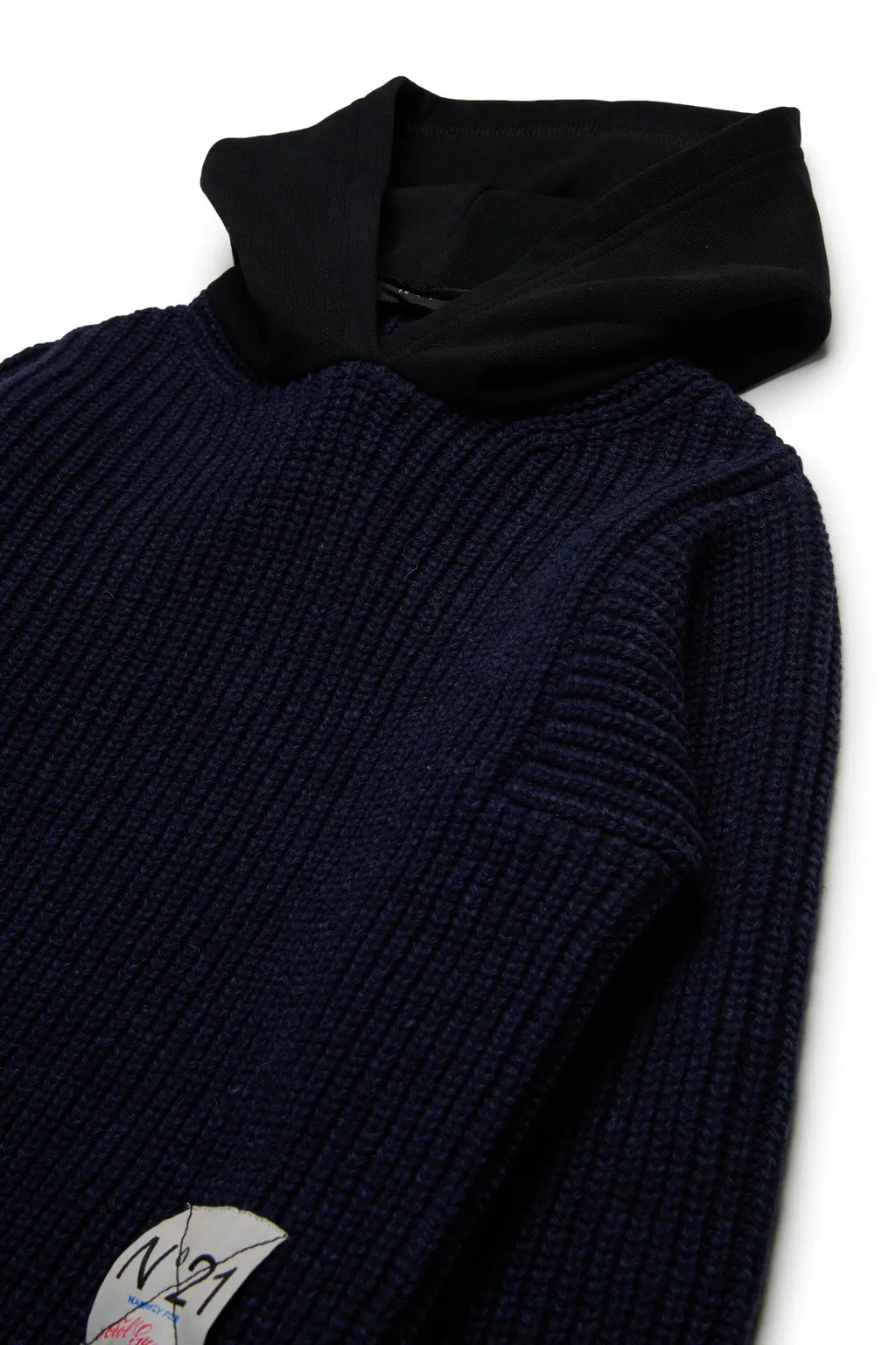 N°21 Kids Logo Patch Knitted Hoodie