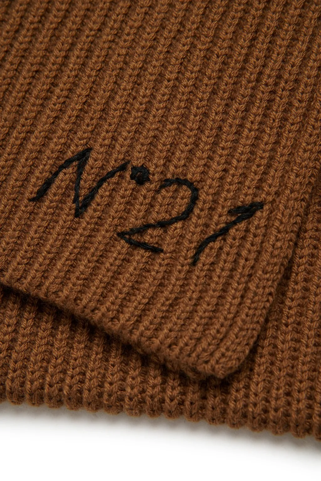 N°21 Kids Logo Embroidered Rib-Knit Scarf