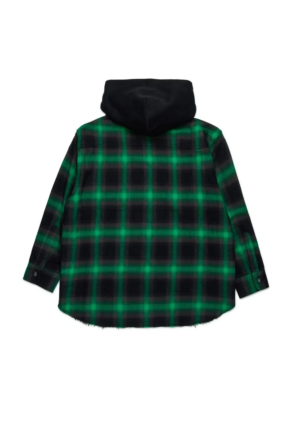 N°21 Kids Logo Patch Checked Hooded Shirt